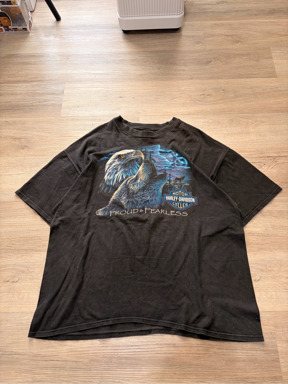 90s Harley Davidson Proud and Fearless wolf tee